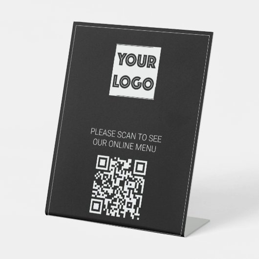 Black Your Logo Custom Business QR Code Menu 台座サイン (正面)