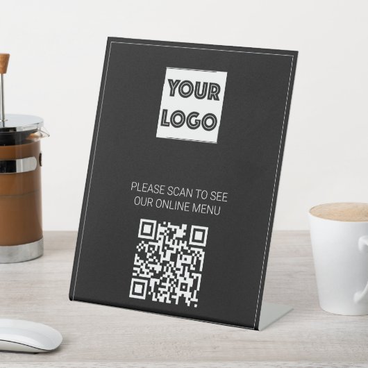 Black Your Logo Custom Business QR Code Menu 台座サイン (インサイチュ)