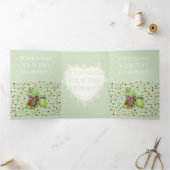 BlackBerryの緑と赤の水の色を紙 三つ折りカード (内部)