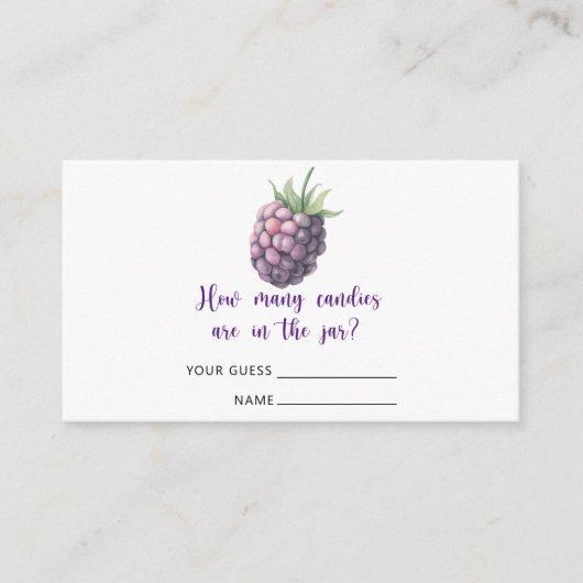 Blackberry – ベビーシャワーでキャンディーの数を推測 エンクロージャーカード (正面)