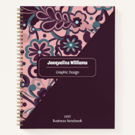 Blackberry Groovy Psychedelic 60s 70s Floral  ノートブック