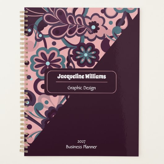 Blackberry Groovy Psychedelic 60s 70s Floral  プランナー手帳 (正面)