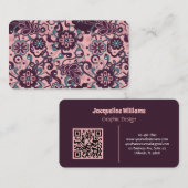 Blackberry Groovy Psychedelic 60s 70s Floral 名刺 (正面/裏面)