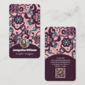 Blackberry Groovy Psychedelic 60s 70s Floral II 名刺 (正面/裏面)