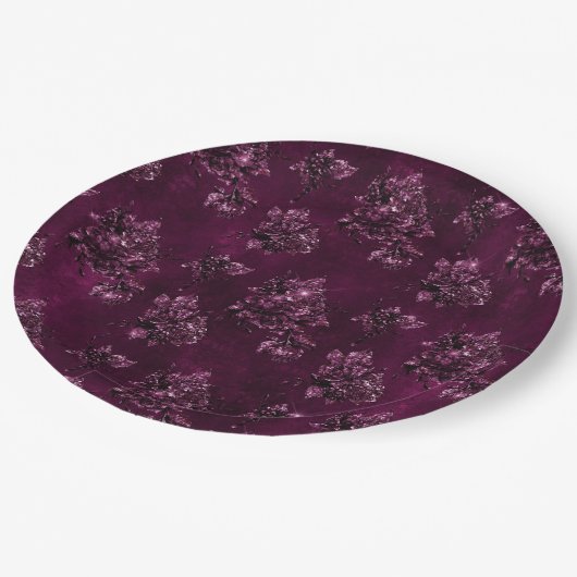 Blackberry Wine Pattern ペーパープレート (アングル)