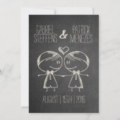 Blackboardでのカップルのゲイ結婚式招待状 招待状 (正面)