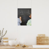 Blackboardで数学の問題を解決する少年 ポスター (キッチン)