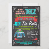 Blackboardの醜いセーターのクリスマスパーティー招待状 招待状 (正面)