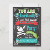 Blackboardの醜いセーターのクリスマスパーティー招待状 招待状 (裏面)