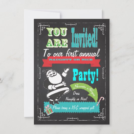 BlackboardまいけなたはNice Christmasパーティー招待状 招待状 (裏面)