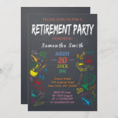 Blackboardカラフル先生退職パーティー 招待状 (正面/裏面)