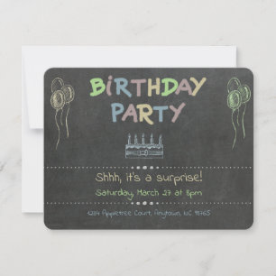Blackboardチョークカスタム誕生日パーティーのサプライズ 招待状