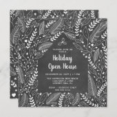 Blackboard素朴フローラクリスマスオープンハウス 招待状 (正面/裏面)