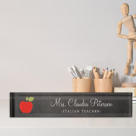 Blackboard and Red Apple School先生 デスクネームプレート