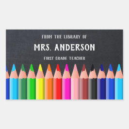 Blackboard Colored Pencils先生ライブラリ 長方形シール