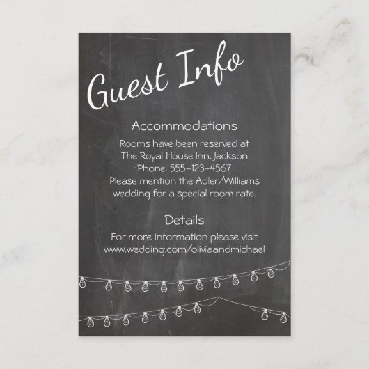 Blackboard Guest Details with illumination エンクロージャーカード (正面)