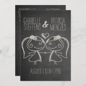 Blackboard Lesbianのカップル結婚式招待状 招待状 (正面/裏面)