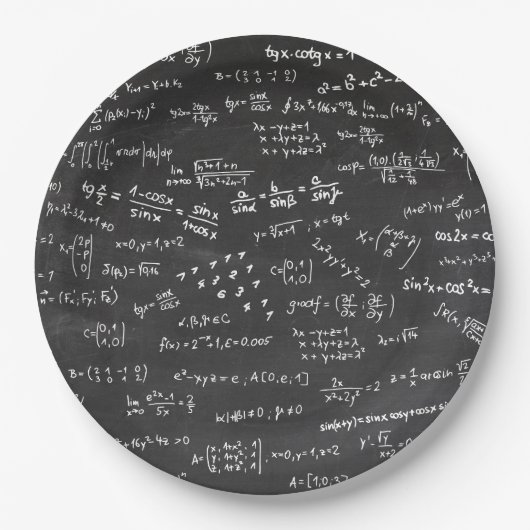 Blackboard Mathの数式と数値 ペーパープレート (正面)