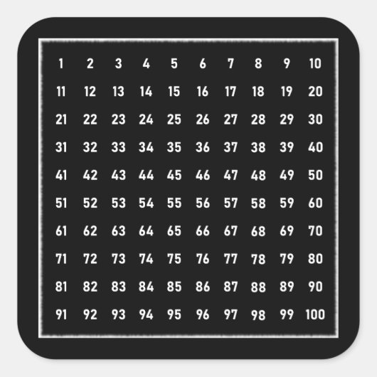 Blackboard、Schoolの100個の数値チャート白 スクエアシール (正面)