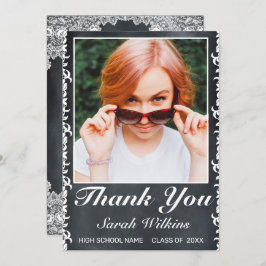 Blackboard & White Laceの卒業写真 サンキューカード