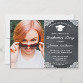 Blackboard & White Laceの卒業写真 招待状 (正面)