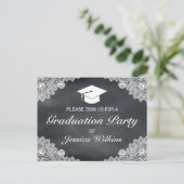 Blackboard & White Lace卒業招待状 ポストカード (スタンド正面)