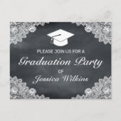 Blackboard & White Lace卒業招待状 ポストカード (正面)