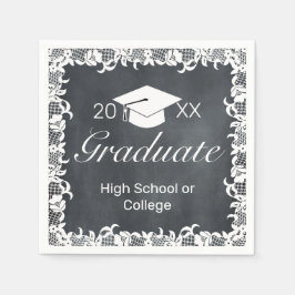 Blackboard & White Lace Cap Hatパーティー卒業 スタンダードカクテルナプキン