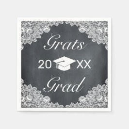 Blackboard & White Lace Grats卒業ハットキャップ スタンダードカクテルナプキン
