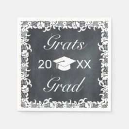 Blackboard & White Lace Grats卒業ハットキャップ スタンダードカクテルナプキン