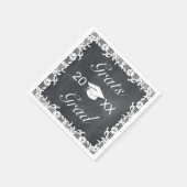Blackboard & White Lace Grats卒業ハットキャップ スタンダードカクテルナプキン (角)