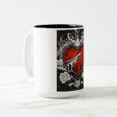 "Blackened Bonds: Gun, Bracelet, Heart Inferno" ツートーンマグカップ (正面左)