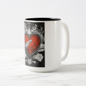 "Blackened Bonds: Gun, Bracelet, Heart Inferno" ツートーンマグカップ (正面右)