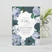 Blackened Teal, Mist Blue & Pearl White Wedding 招待状 (スタンド正面)