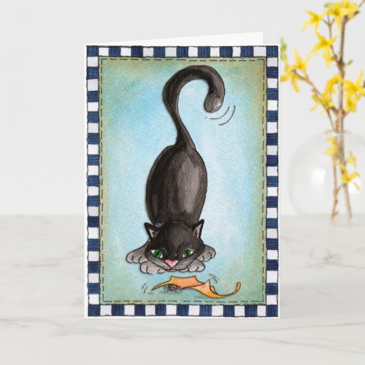 Blackest Cats - Greeting Card カード (黄色い花)