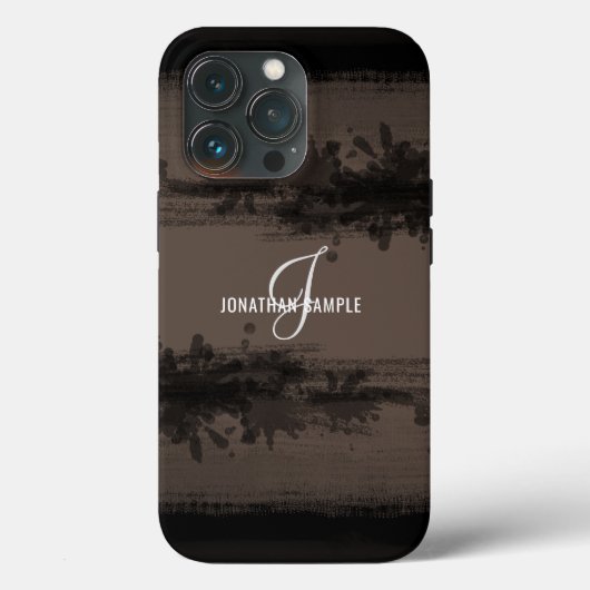 Blackest Ink | ブラックウォーターカラーモノグラムブラウン Case-Mate iPhoneケース (裏面)