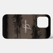 Blackest Ink | ブラックウォーターカラーモノグラムブラウン Case-Mate iPhoneケース (裏面 (横))