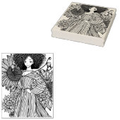 BlackFaceによるD'vinci Anime Girl Wood Art Stamp ラバースタンプ (押印)