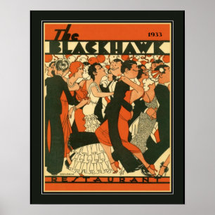Blackhawkのレストランのアールデコ ポスター