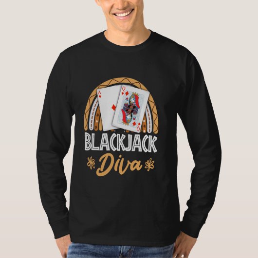 BLACKJACK DIVAカードプレーヤーBlackjack Casinoの女性 Tシャツ (正面)