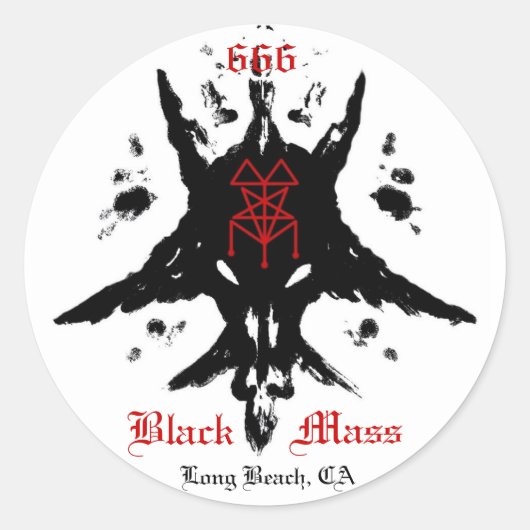 blackmassinkblot, 666,質量,黒,長いビーチ, CA ラウンドシール (正面)