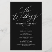 BlackModernミニマリスト書道結婚式 プログラム (正面)