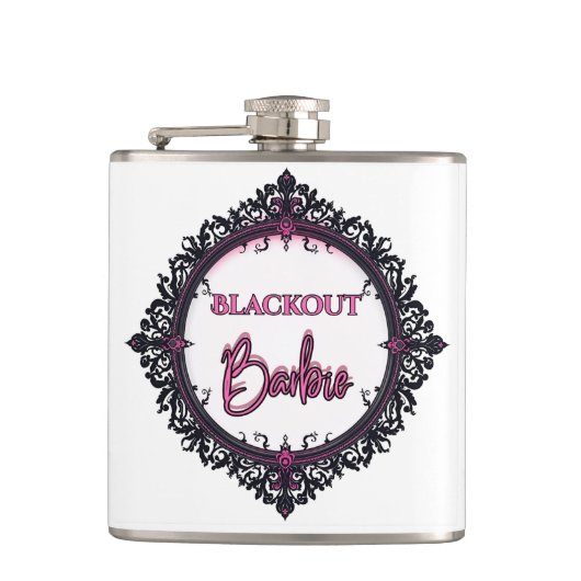 Blackout Barbie Flask | Dark Glam Party Gift フラスク (正面)