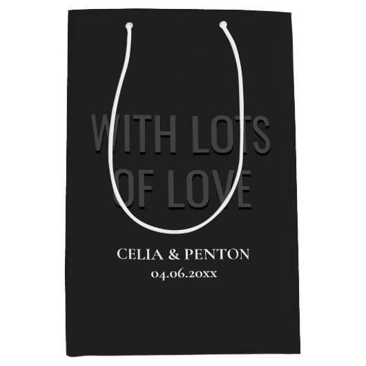 Blackout Minimalist Modern Wedding ミディアムペーパーバッグ (正面)