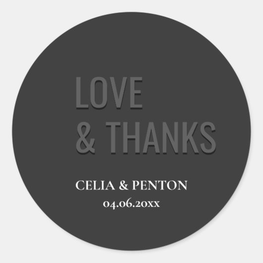 Blackout Minimalist Modern Wedding ラウンドシール (正面)