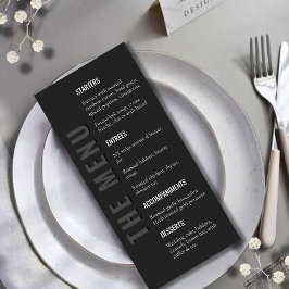 Blackout Minimalist Modern Wedding Menu メニュー