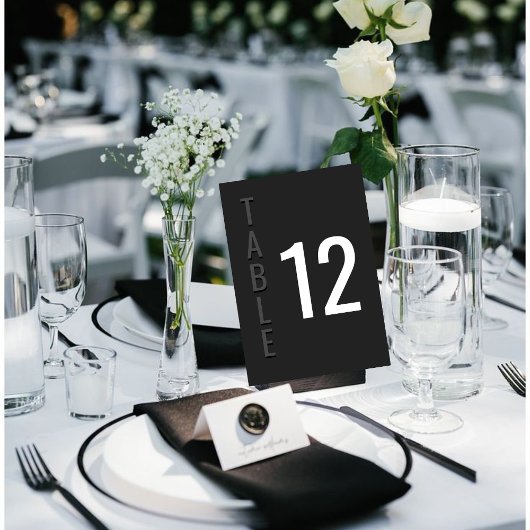 Blackout Minimalist Modern Wedding Table Card テーブルナンバー