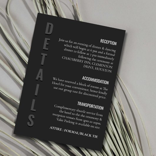 Blackout Minimalist Wedding エンクロージャーカード