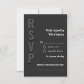 Blackout Minimalist Wedding Response Card 出欠カード (正面)