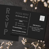 Blackout Minimalist Wedding Response Post Card ポストカード